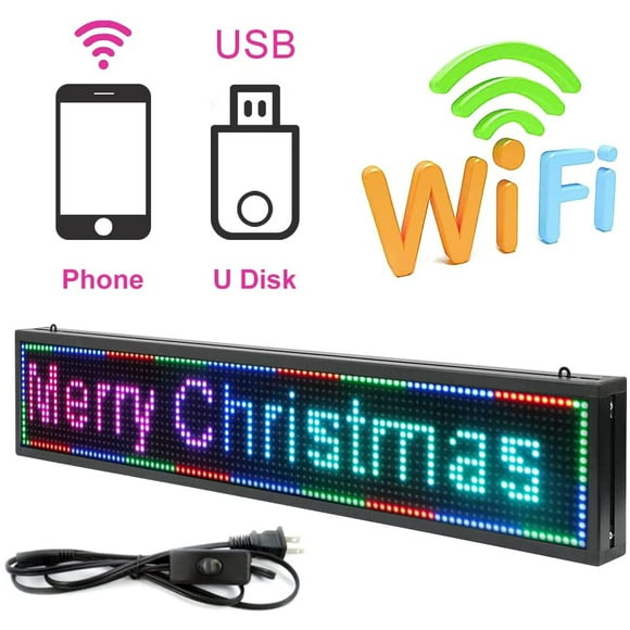 TACLKA Scrolling led Display Full Color LED Message Sign Word Led Display Programmable Led Banner Scrolling led Display for Advertising 12.7 x 0.8 x 6.4 inches 